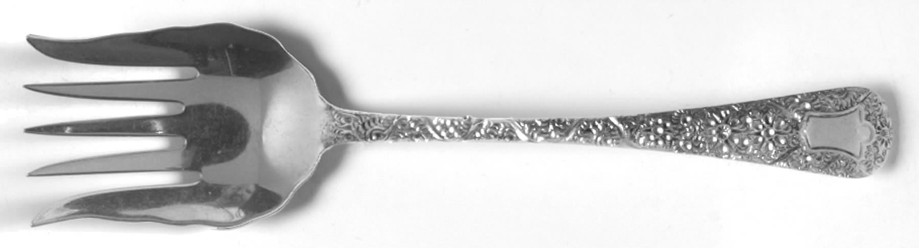 Antique-Chased (Sterling, 1882) Large Solid Tined Sardine Serving Fork by Whiting Manf Co-1