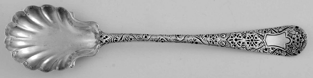Antique-Chased (Sterling, 1882) Sugar Shell Spoon by Whiting Manf Co-1
