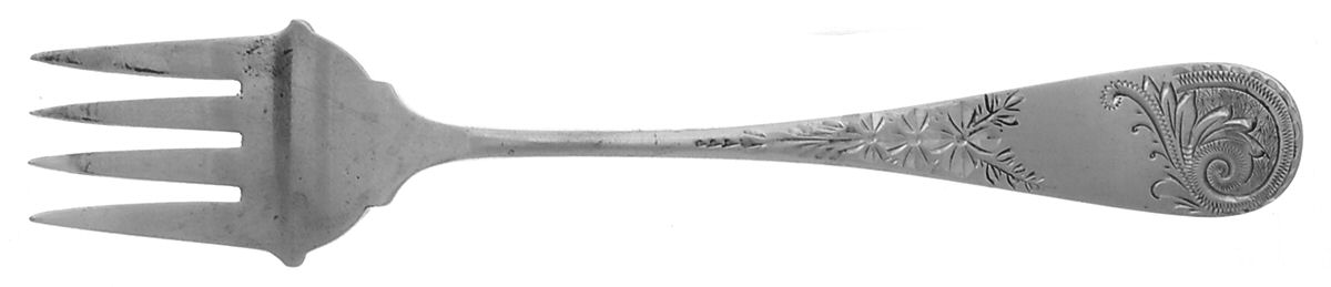 Antique M-2-Engraved (Sterlng, 1884) Large Ramekin Fork by Whiting Manf Co-1