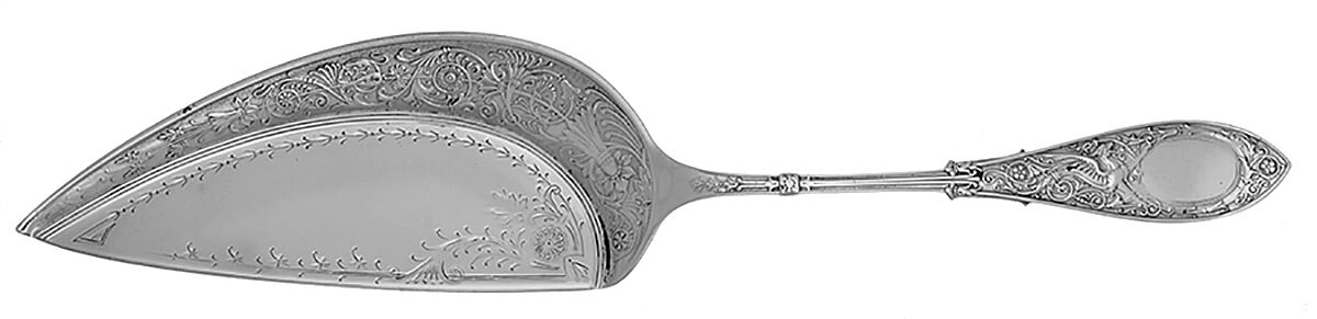 Arabesque (Sterling, 1875) Large Bright Cut Crumber Knife by Whiting Manf Co-1