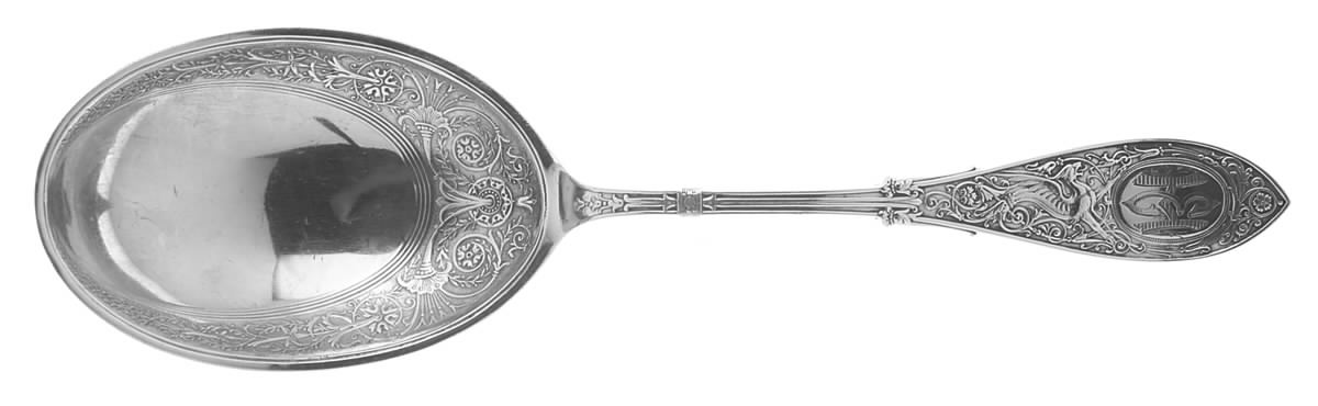 Arabesque (Sterling, 1875) Spoon-Berry/Casserole-Solid/Large-Decorated Bowl by Whiting Manf Co-1