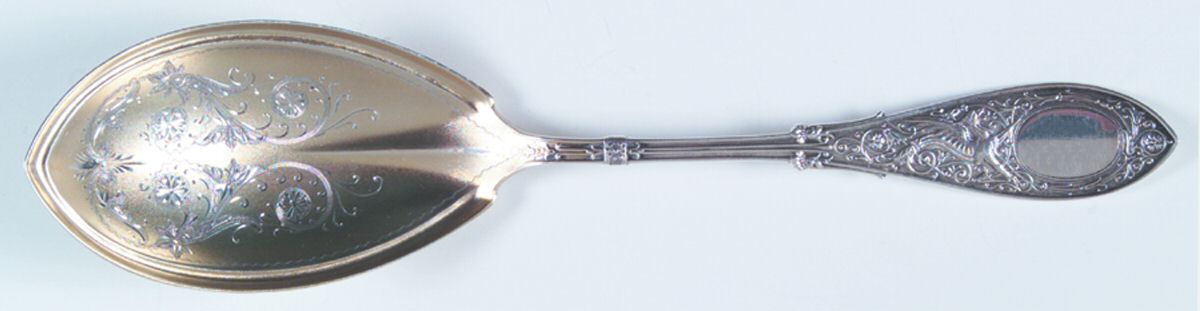Arabesque (Sterling, 1875) Bright Cut Solid Pudding Spoon by Whiting Manf Co-1