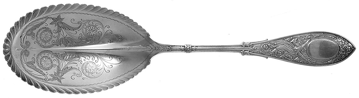 Arabesque (Sterling, 1875) Brightcut Solid Large Berry/Casserole Spoon by Whiting Manf Co-1