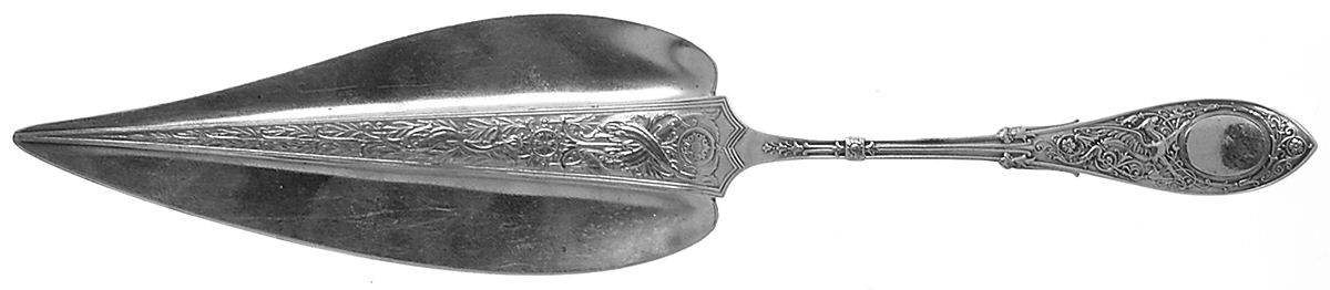 Arabesque (Sterling, 1875) Large Solid Bright Cut Fish Serving Knife by Whiting Manf Co-1