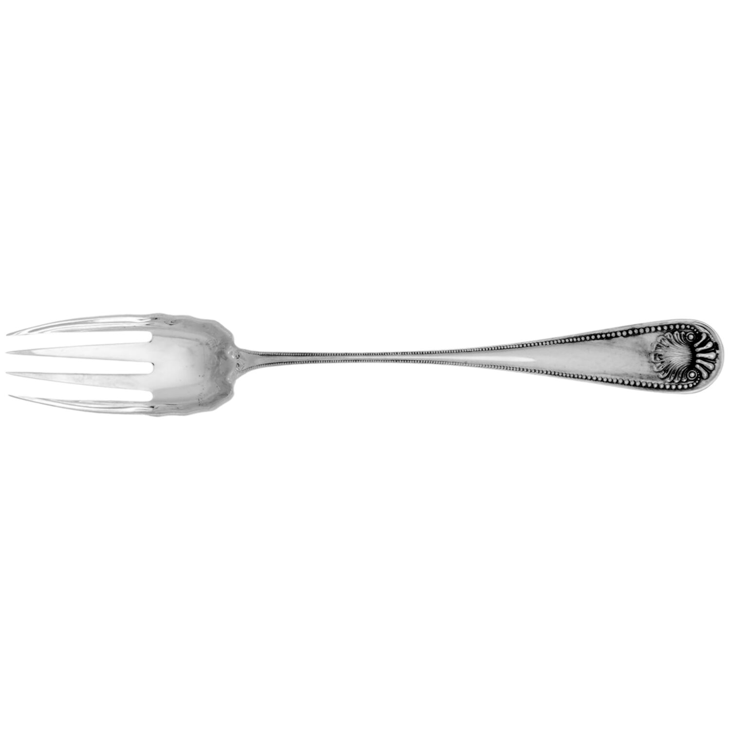 Bead (Sterling, 1880, No Monograms) Oversize Solid Salad Servng Fork by Whiting Manf Co-1