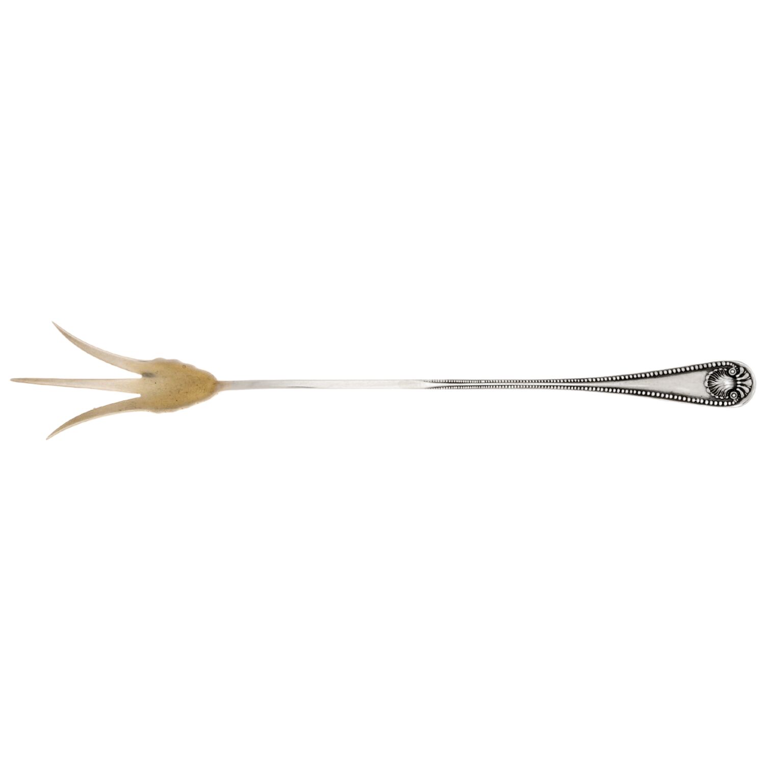 Bead (Sterling, 1880, No Monograms) Large Lettuce Serving Fork by Whiting Manf Co-1