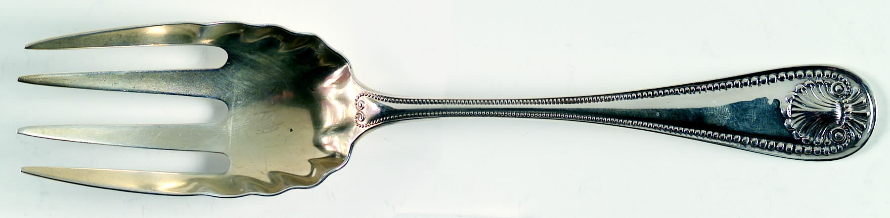 Bead (Sterling, 1880, No Monograms) Solid Salad Serving Fork by Whiting Manf Co-1