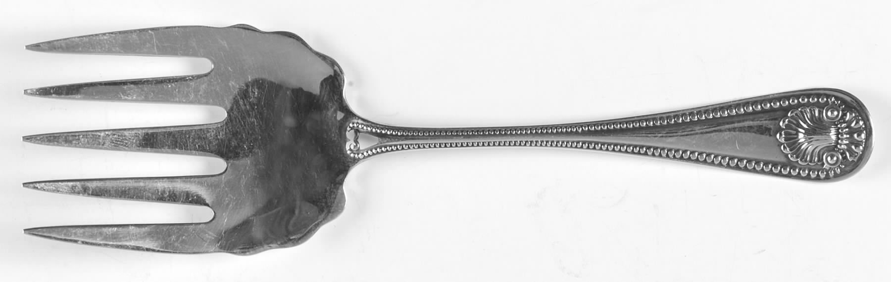 Bead (Sterling, 1880, No Monograms) Large Solid Tined Sardine Serving Fork by Whiting Manf Co-1