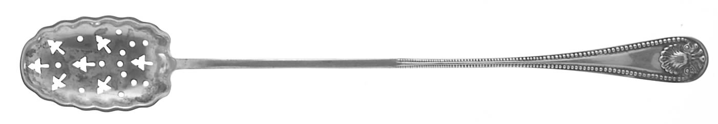 Bead (Sterling, 1880, No Monograms) Pierced Bowl Long Handle Olive Spoon by Whiting Manf Co-1