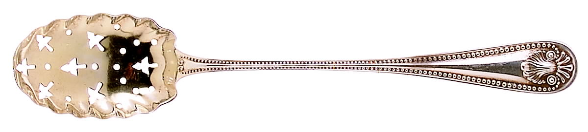 Bead (Sterling, 1880, No Monograms) Pierced Bowl Short Handle Olive Spoon by Whiting Manf Co-1