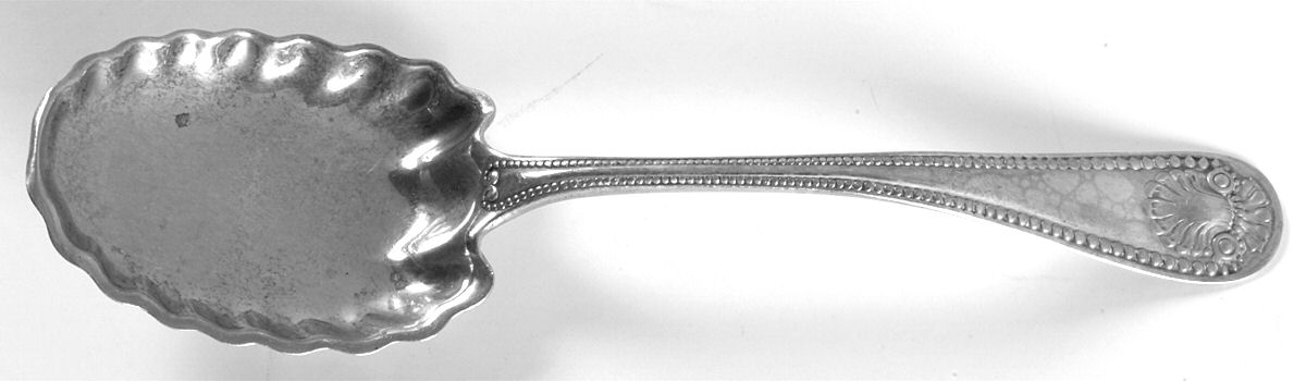 Bead (Sterling, 1880, No Monograms) Sugar Shell Spoon by Whiting Manf Co-1
