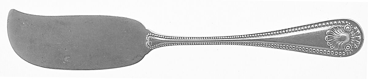 Bead (Sterling, 1880, No Monograms) Large Flat Handle Butter Spreader by Whiting Manf Co-1