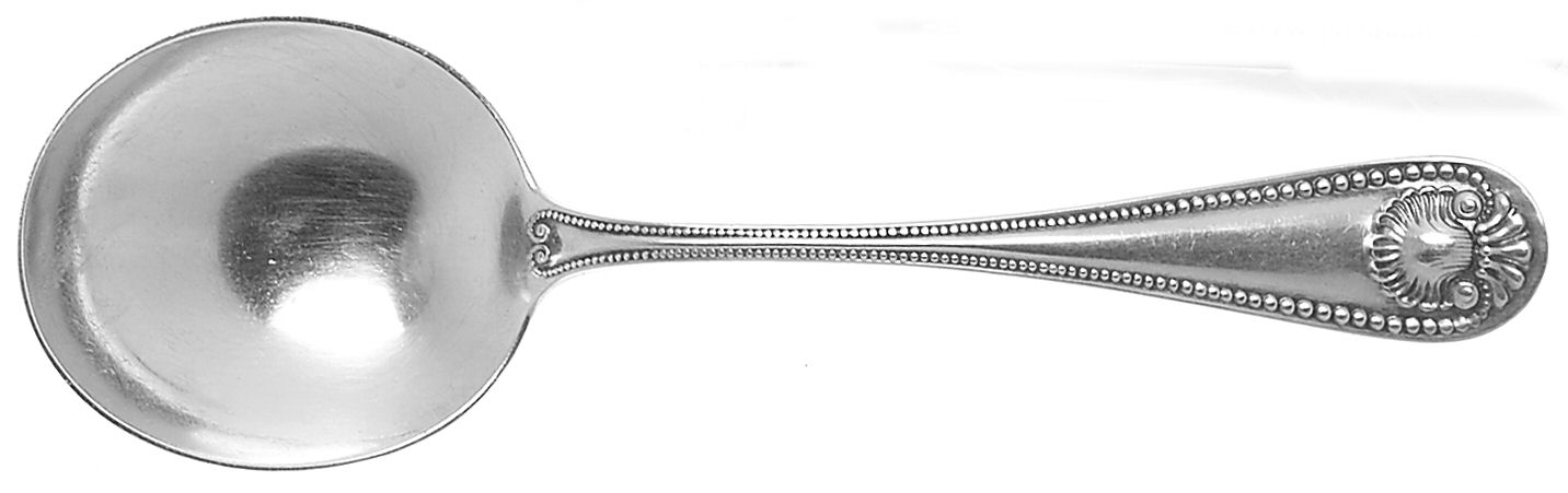 Bead (Sterling, 1880, No Monograms) Round Bowl Soup Spoon (Cream Soup) by Whiting Manf Co-1