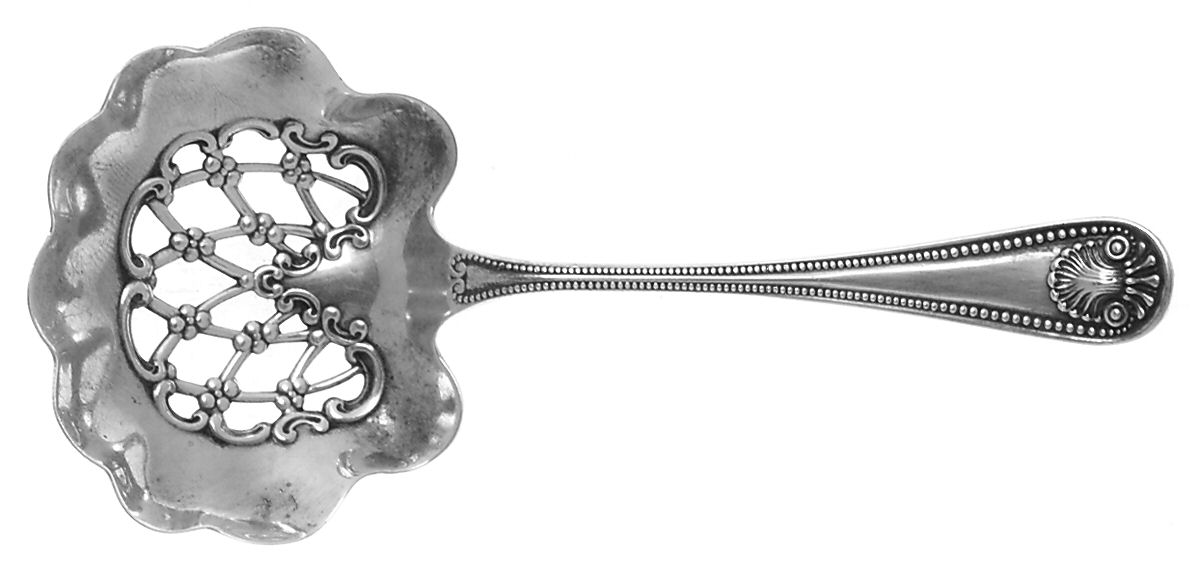 Bead (Sterling, 1880, No Monograms) Solid Bon Bon Spoon with Pierced Bowl by Whiting Manf Co-1