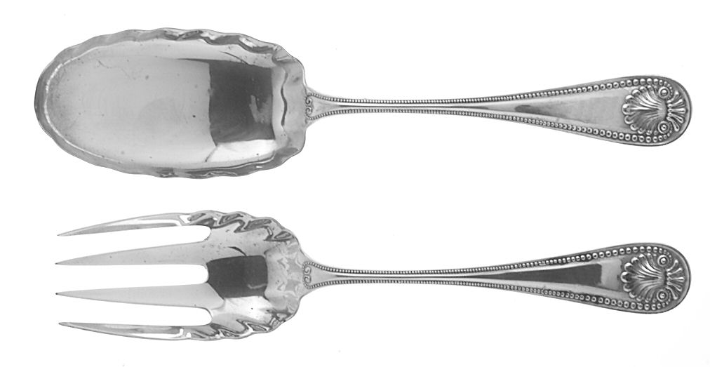 Bead (Sterling, 1880, No Monograms) (2 Pc) Solid Salad Set by Whiting Manf Co-1