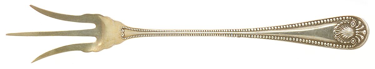Bead (Sterling, 1880, No Monograms) Small Lettuce Serving Fork by Whiting Manf Co-1