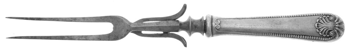 Bead (Sterling, 1880, No Monograms) Small Steak Carving Fork with Stainless Prongs by Whiting Manf Co-1