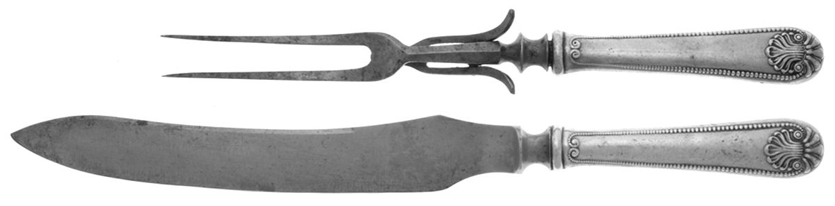 Bead (Sterling, 1880, No Monograms) Small Stainless Blade 2-Piece Steak Carving Set by Whiting Manf Co-1