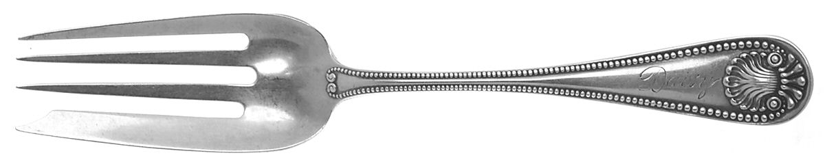 Bead (Sterling, 1880, No Monograms) Individual Solid Fish Fork by Whiting Manf Co-1