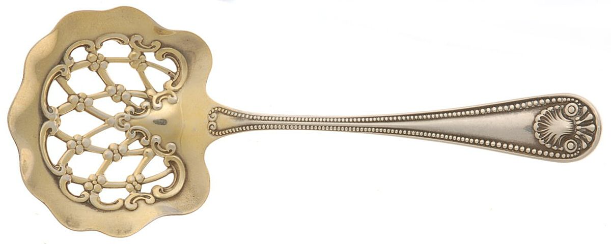 Bead (Sterling, 1880, No Monograms) Solid Bon Bon Spoon with Pierced Bowl by Whiting Manf Co-1