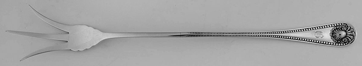 Bead (Sterling, 1880, No Monograms) Large Lettuce Serving Fork by Whiting Manf Co-1