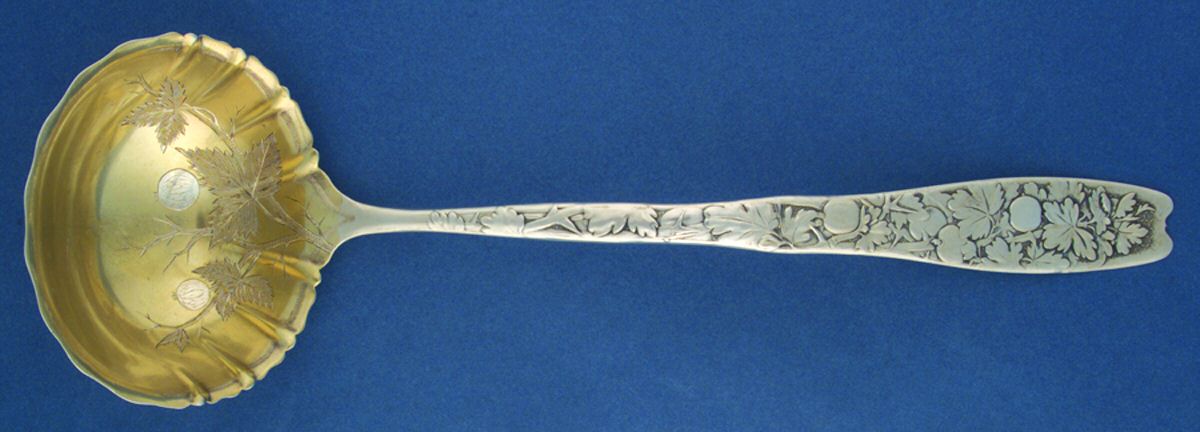 Berry (Sterling, 1880) Soup Ladle, Bright Cut Solid Piece by Whiting Manf Co-1
