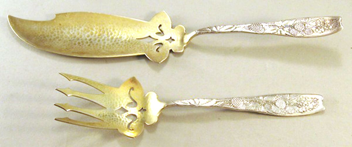 Berry (Sterling, 1880) 2 Piece Large Solid Fish Serving Set by Whiting Manf Co-1