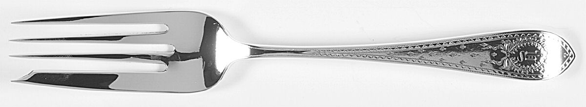 Colonial A-Engraved (Sterling, 1907) Large Solid Cold Meat Serving Fork by Whiting Manf Co-1