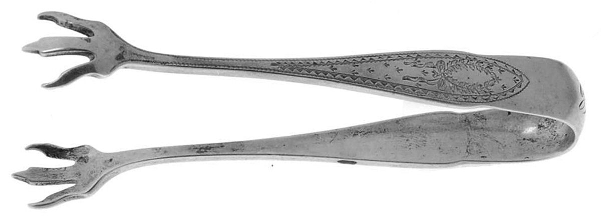 Colonial A-Engraved (Sterling, 1907) Small Sugar Tongs by Whiting Manf Co-1