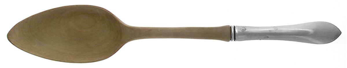 Colonial A-Engraved (Sterling, 1907) Salad Serving Spoon with Wooden Bowl by Whiting Manf Co-1