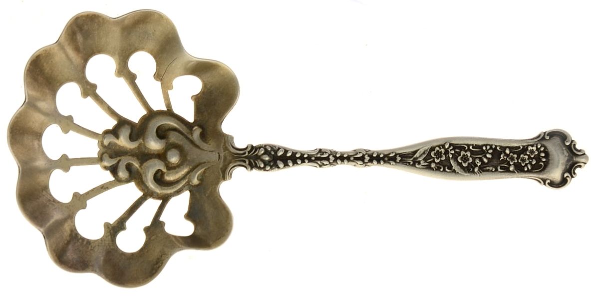 Dresden (Sterling, 1896) Solid Bon Bon Spoon with Pierced Bowl by Whiting Manf Co-1