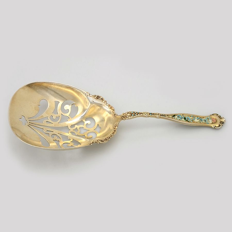 Dresden (Sterling, 1896) Enameled Pierced Saratoga Chips Server by Whiting Manf Co-1