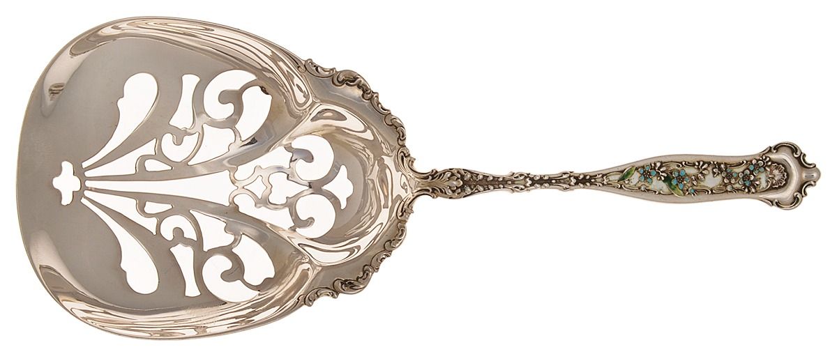 Dresden (Sterling, 1896) Enameled Pierced Saratoga Chips Server by Whiting Manf Co-1