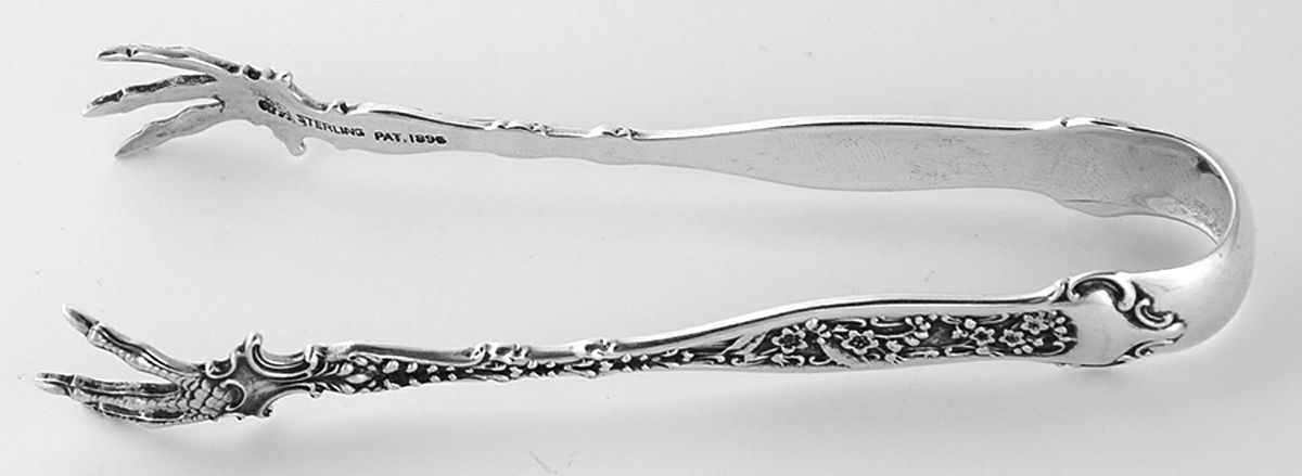 Dresden (Sterling, 1896) Bon Bon Tongs by Whiting Manf Co-1