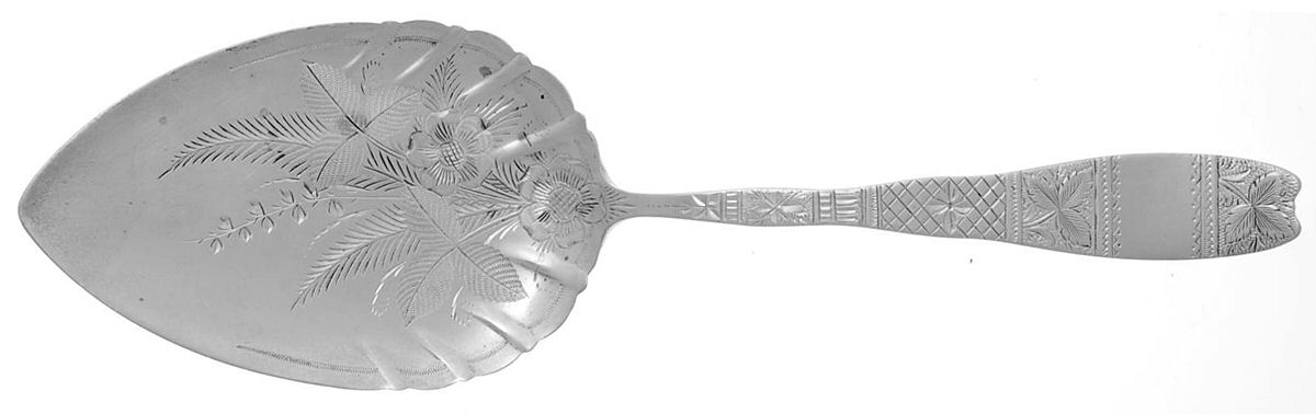 Gem Leaf (Sterling, 1880) Large Solid Bright Cut Pie Knife by Whiting Manf Co-1