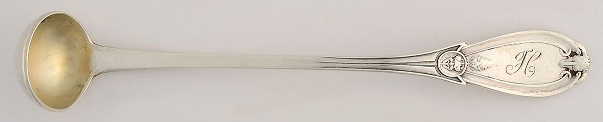 Grecian (Sterling, 1862, No Monograms) Coin Mustard Spoon by Whiting Manf Co-1
