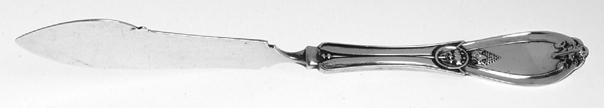 Grecian (Sterling, 1862, No Monograms) Flat Twisted Handle Master Butter Knife by Whiting Manf Co-1