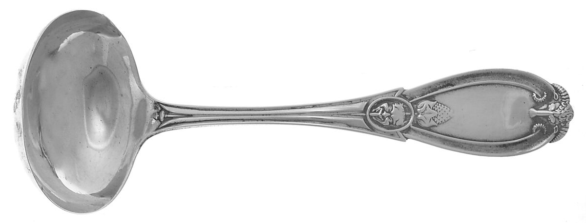 Grecian (Sterling, 1862, No Monograms) Solid Gravy Ladle by Whiting Manf Co-1