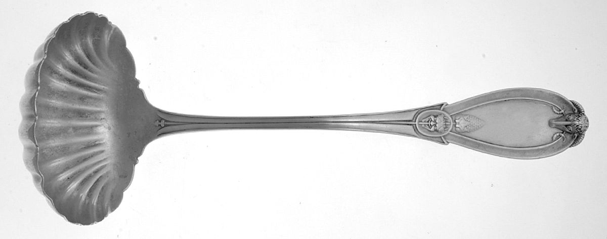 Grecian (Sterling, 1862, No Monograms) Solid Soup Ladle by Whiting Manf Co-1