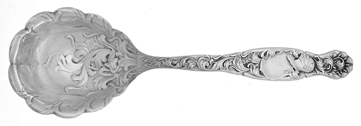 Heraldic (Sterling, 1880) Medium Solid Berry/Casserole Spoon by Whiting Manf Co-1