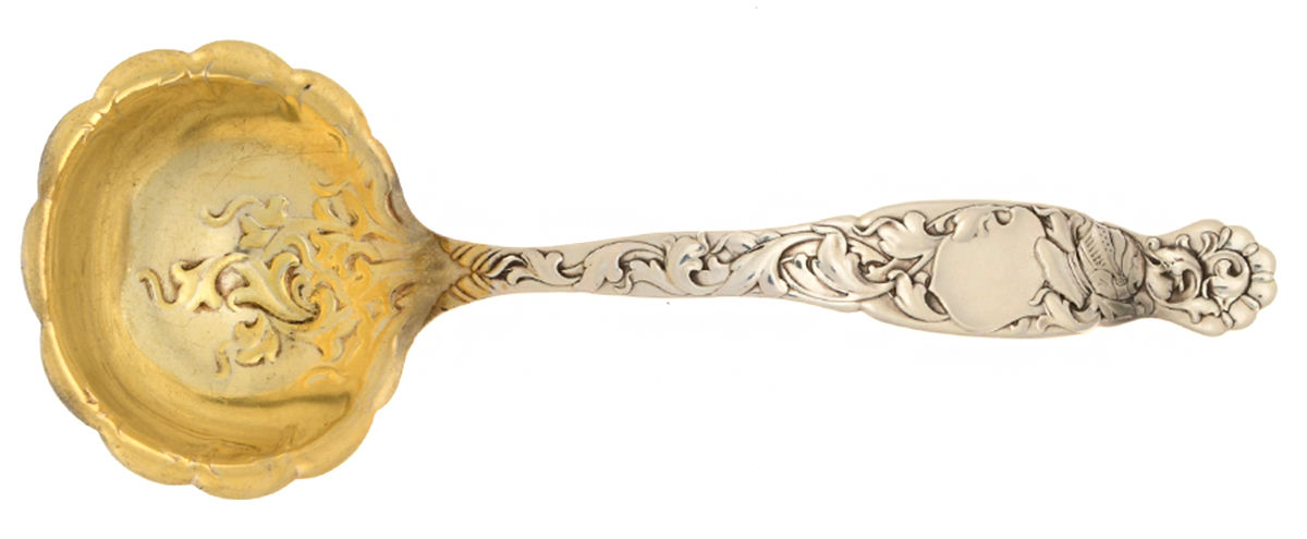 Heraldic (Sterling, 1880) Solid Gravy Ladle by Whiting Manf Co-1