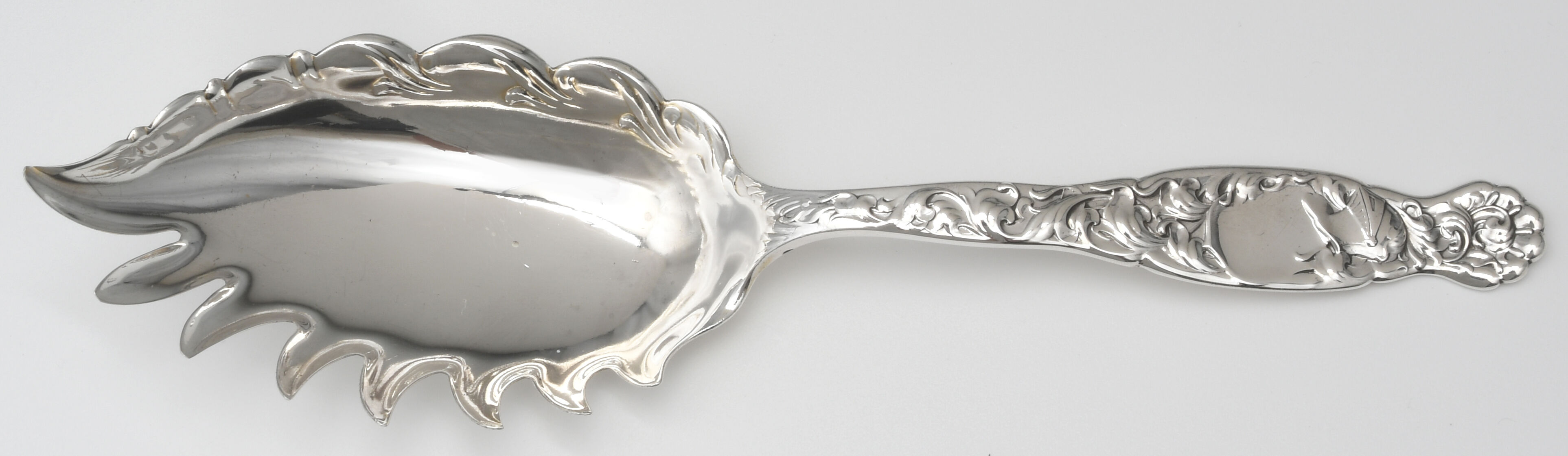 Heraldic (Sterling, 1880) Solid Macaroni Server by Whiting Manf Co-1