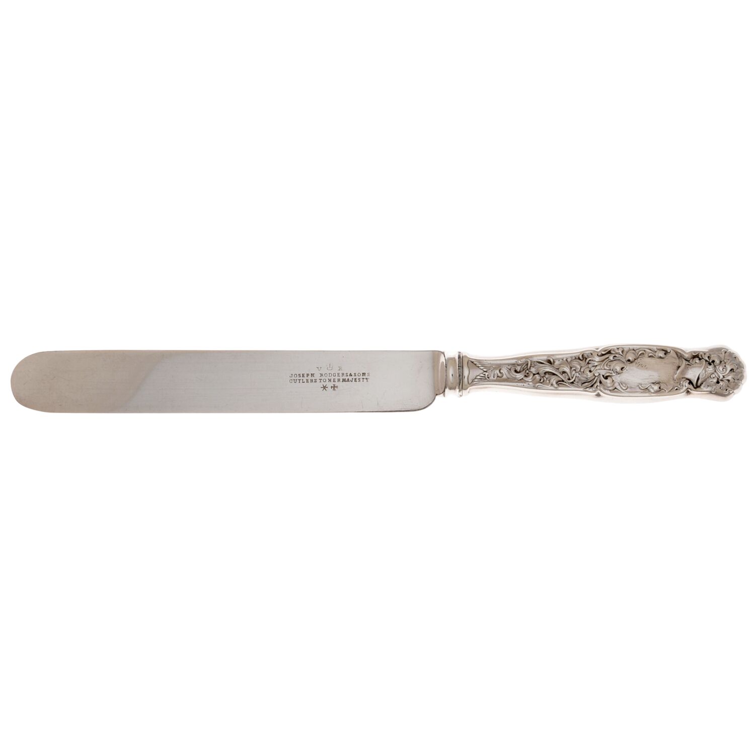 Heraldic (Sterling, 1880) Blunt Hollow Table Knife with Bolster by Whiting Manf Co-1