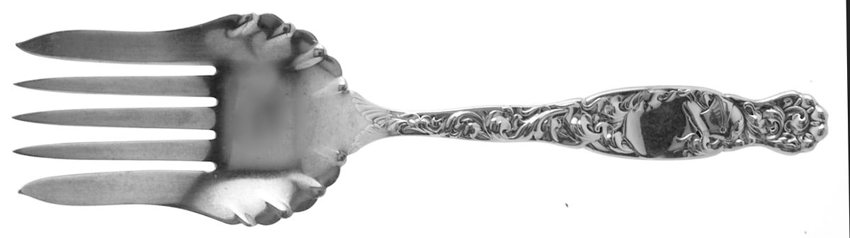 Heraldic (Sterling, 1880) Vegetable Serving Fork (Solid) by Whiting Manf Co-1