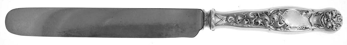 Heraldic (Sterling, 1880) Blunt Hollow Handle Knife W/Bolster by Whiting Manf Co-1