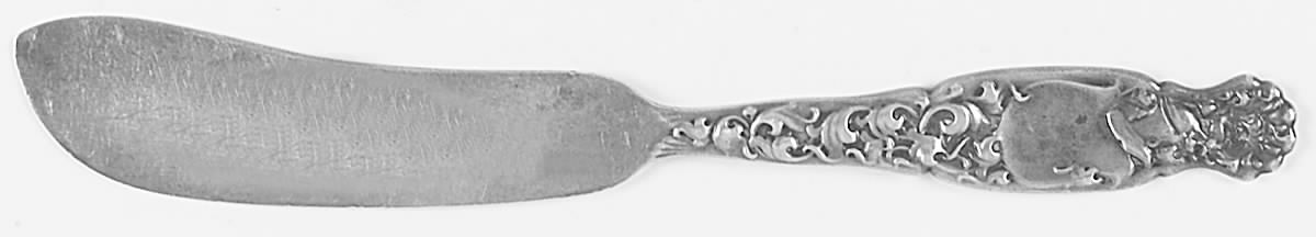 Heraldic (Sterling, 1880) Flat Handle Master Butter Knife by Whiting Manf Co-1