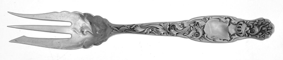Heraldic (Sterling, 1880) Old Style Pickle Fork by Whiting Manf Co-1