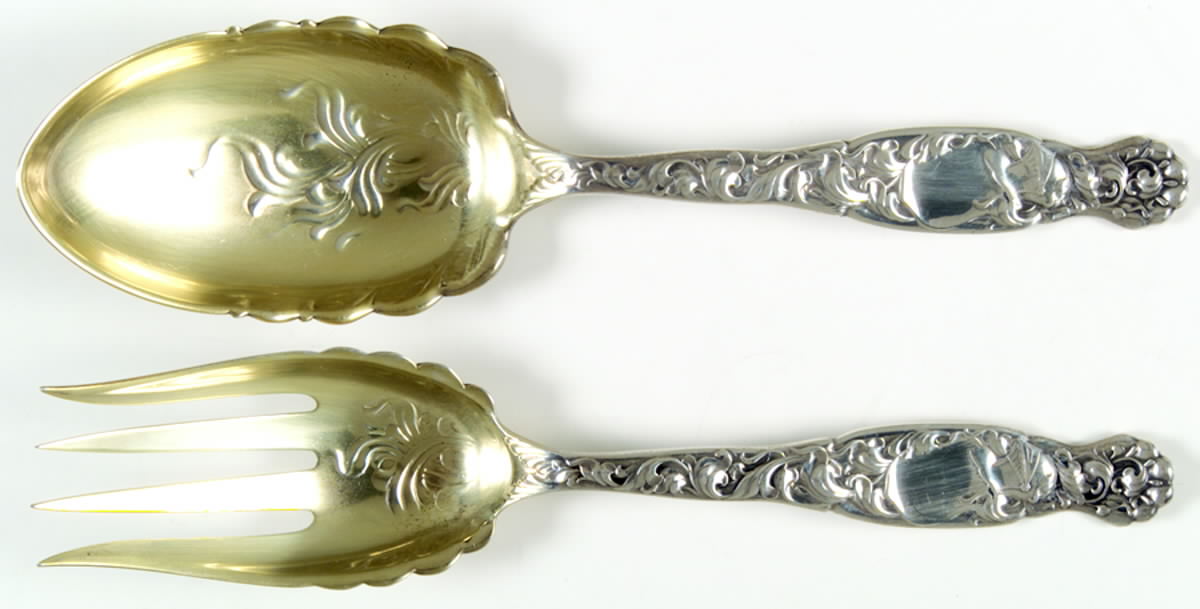 Heraldic (Sterling, 1880) (2 Pc) Solid Salad Set by Whiting Manf Co-1