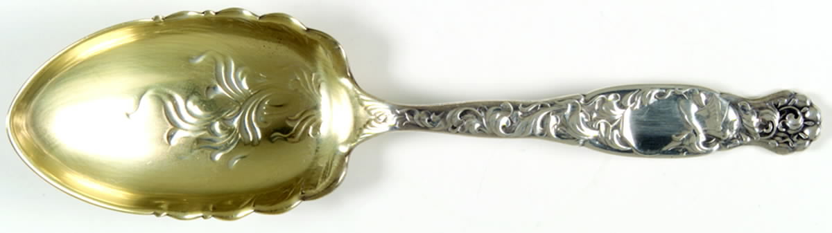Heraldic (Sterling, 1880) Solid Salad Serving Spoon by Whiting Manf Co-1