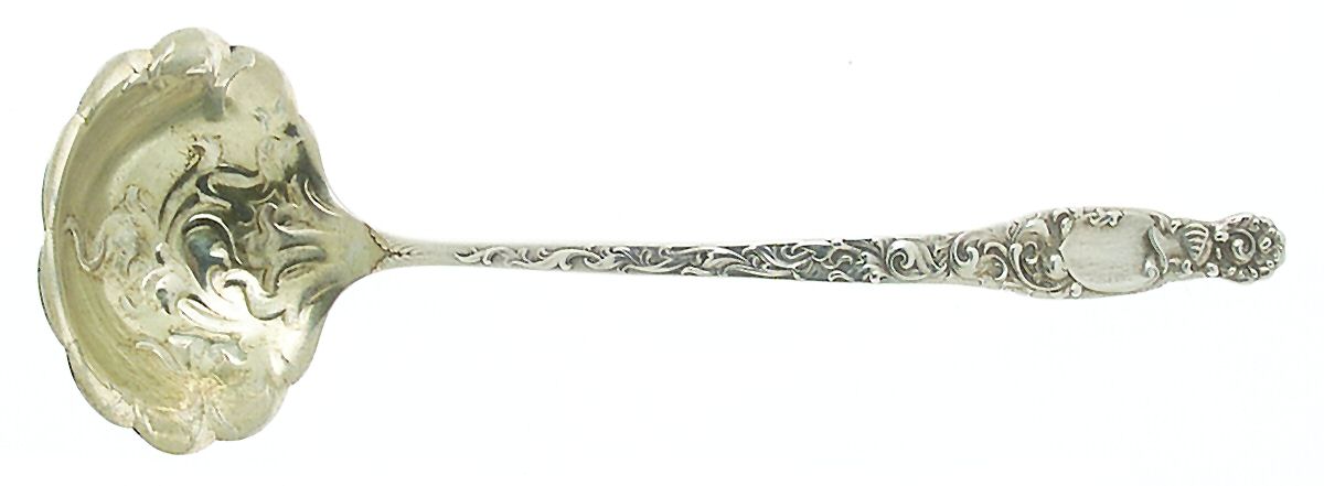 Heraldic (Sterling, 1880) Solid Piece Cream Ladle by Whiting Manf Co-1